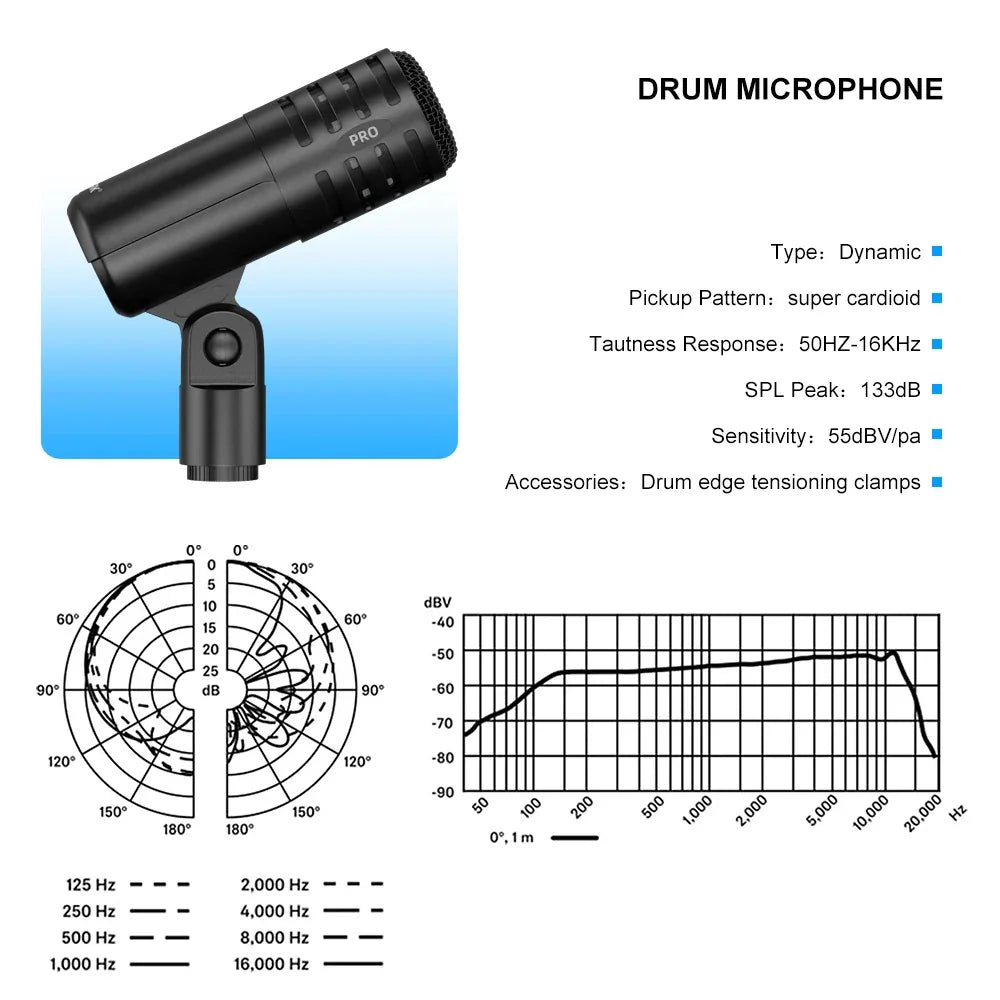 Drum Microphone Kit G-MARK GD1.7 Musical Instruments Mic For Band DJ Stage Drum Microphone Kit Microphone