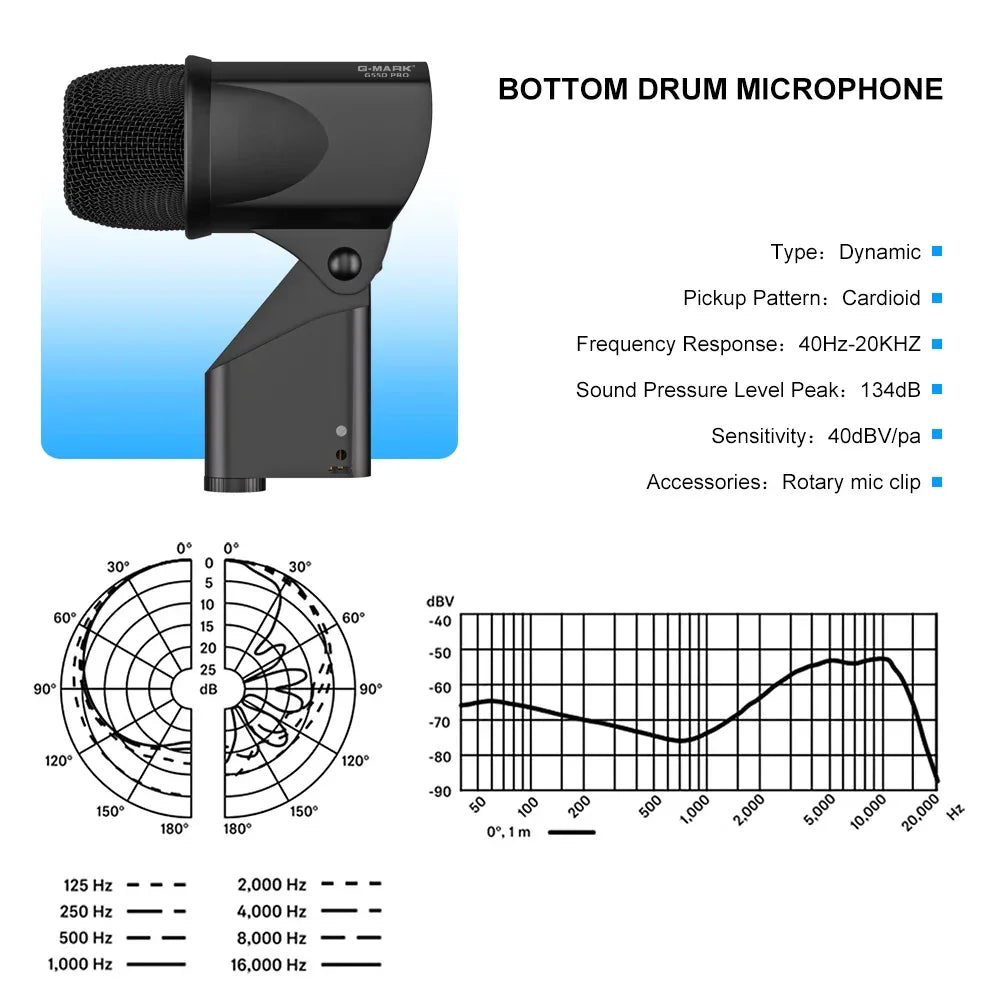 Drum Microphone Kit G-MARK GD1.7 Musical Instruments Mic For Band DJ Stage Drum Microphone Kit Microphone
