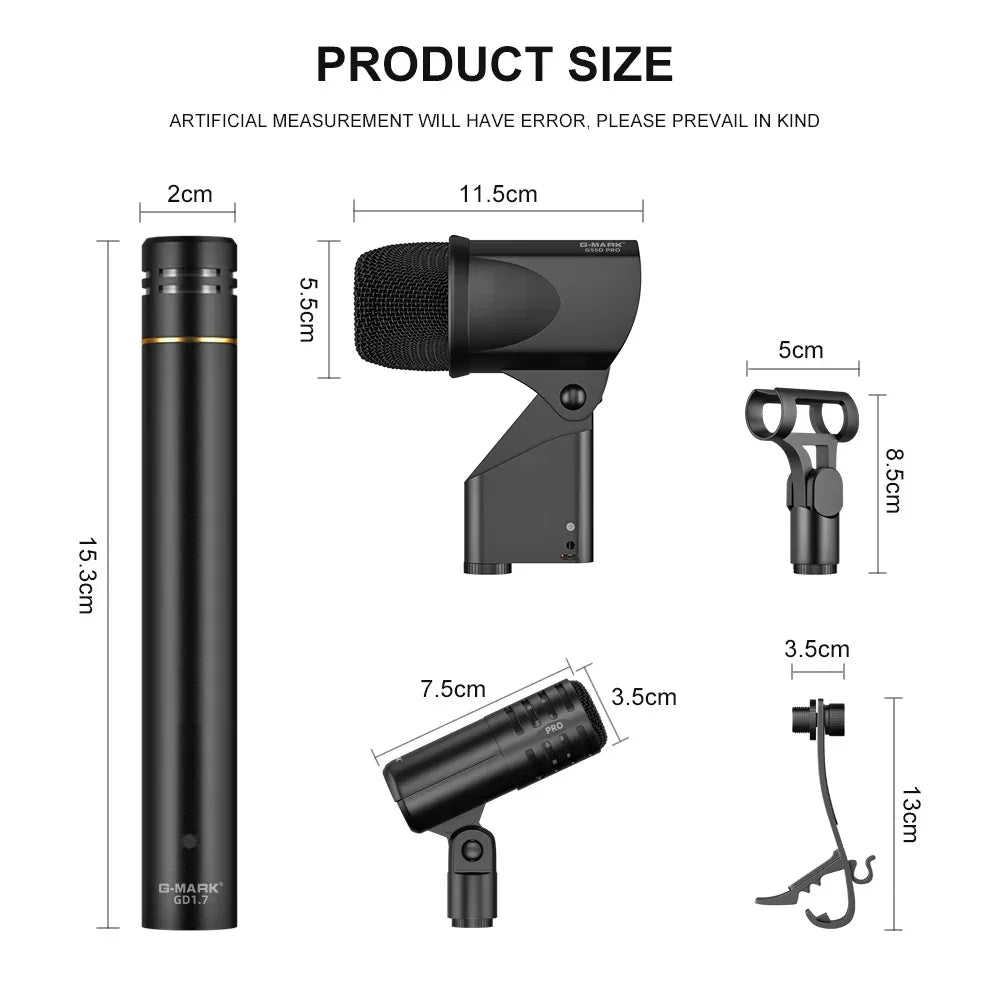 Drum Microphone Kit G-MARK GD1.7 Musical Instruments Mic For Band DJ Stage Drum Microphone Kit Microphone