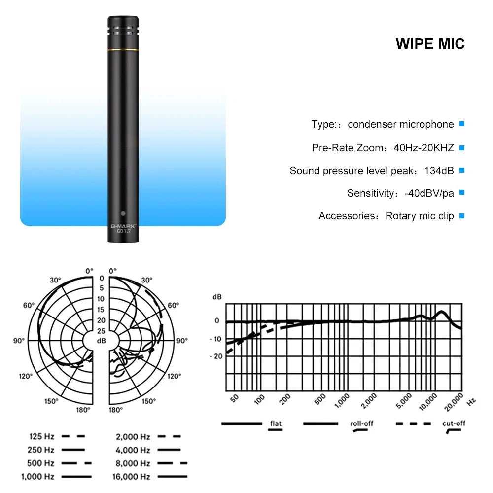 Drum Microphone Kit G-MARK GD1.7 Musical Instruments Mic For Band DJ Stage Drum Microphone Kit Microphone