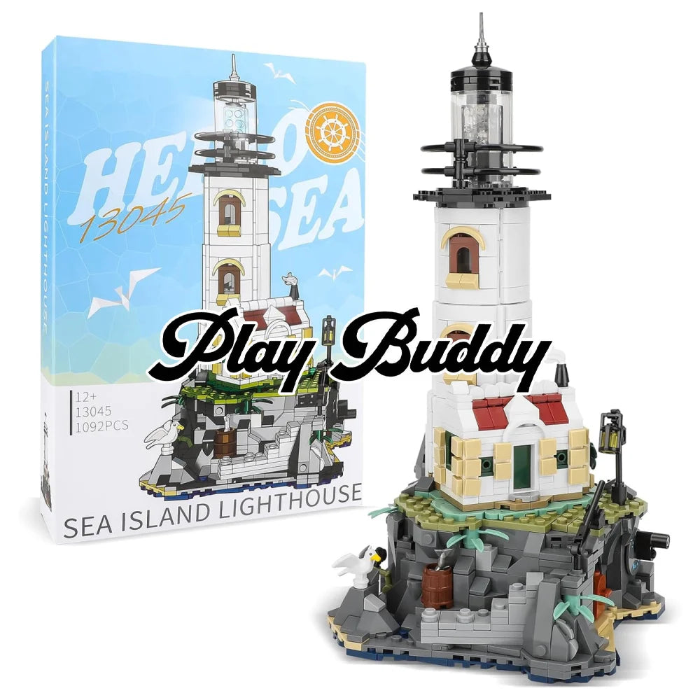 Electric Lighthouse Building Blocks Fisherman’s Hut 1092PCS Assembly MOC Model Lighthouse Building Blocks
