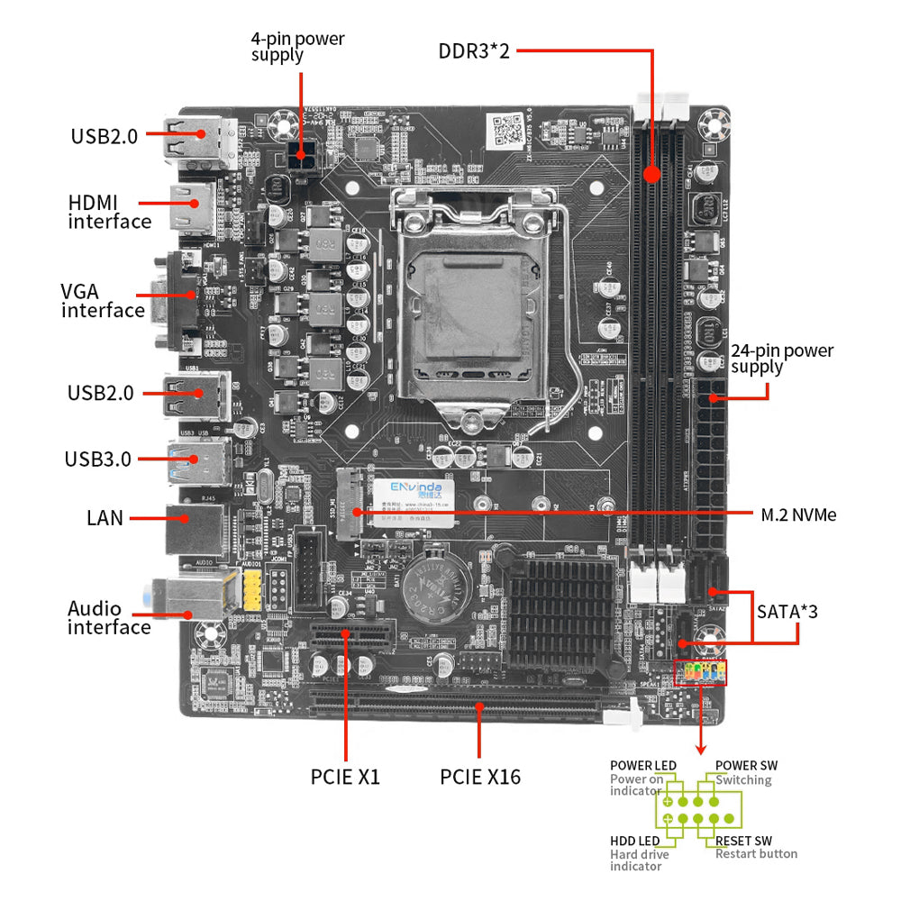 B75 Intel LGA1155 M.2 NVMe DDR3 SATA/USB3.0 Motherboard for i3 i5 i7 Xeon CPU B75 LGA1155 Motherboard