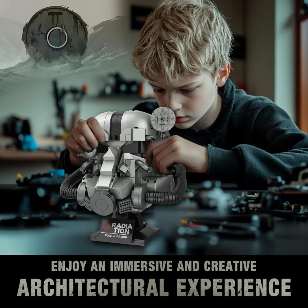 Fallout 76 T-60 Power Armor Helmet Building Blocks 1088PCS MOC Bricks Gaming T-60 Power Armor Helmet Building Blocks