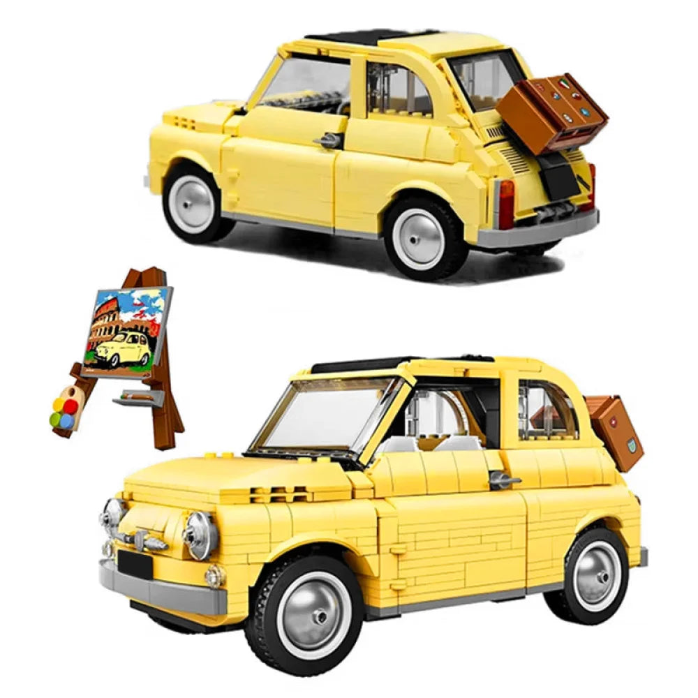 Fiat 500 Technical Building Block Brick Set Classic Yellow Car Toy Gift 960PCS Fiat 500 / 960 Pieces Building Blocks