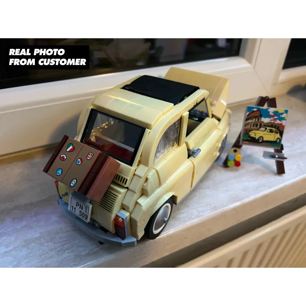 Fiat 500 Technical Building Block Brick Set Classic Yellow Car Toy Gift 960PCS Fiat 500 / 960 Pieces Building Blocks