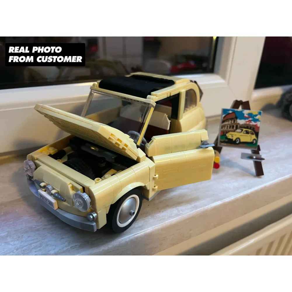 Fiat 500 Technical Building Block Brick Set Classic Yellow Car Toy Gift 960PCS Fiat 500 / 960 Pieces Building Blocks