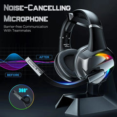 Gaming Headset with Noise Cancelling Mic LED Backlit for Xbox One PS4 & PC Mac Black Headphones