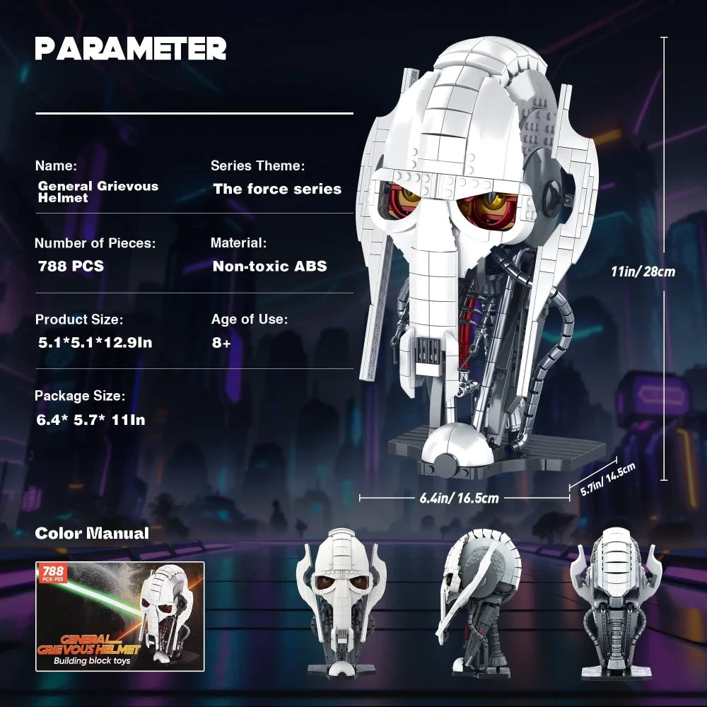 General Grievous Helmet Building Blocks Model 788PCS Bricks Assembling Toys Gift General Grievous Helmet Building Blocks