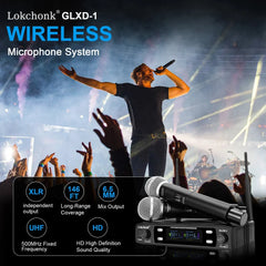 2025 UHF Wireless Microphone Metal Professional Dual Channel Handheld Mics Party Black Microphone