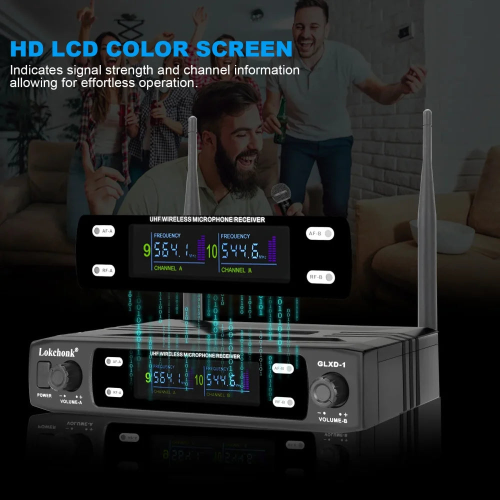 2025 UHF Wireless Microphone Metal Professional Dual Channel Handheld Mics Party Black Microphone