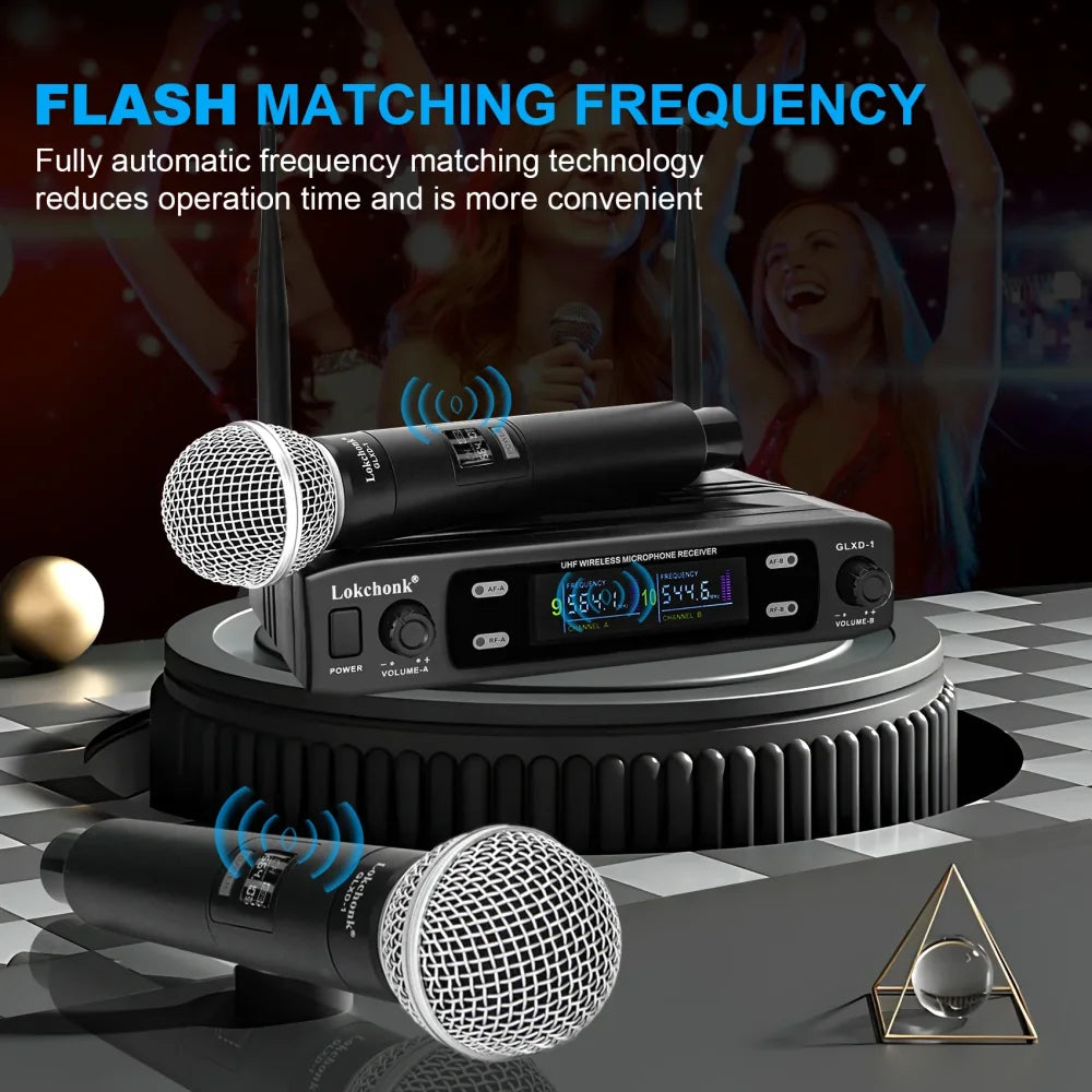 2025 UHF Wireless Microphone Metal Professional Dual Channel Handheld Mics Party Black Microphone