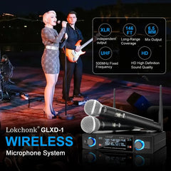 GLXD2 Professional Wireless Microphone Dual Channel UHF Cordless Handheld UK Black Microphone