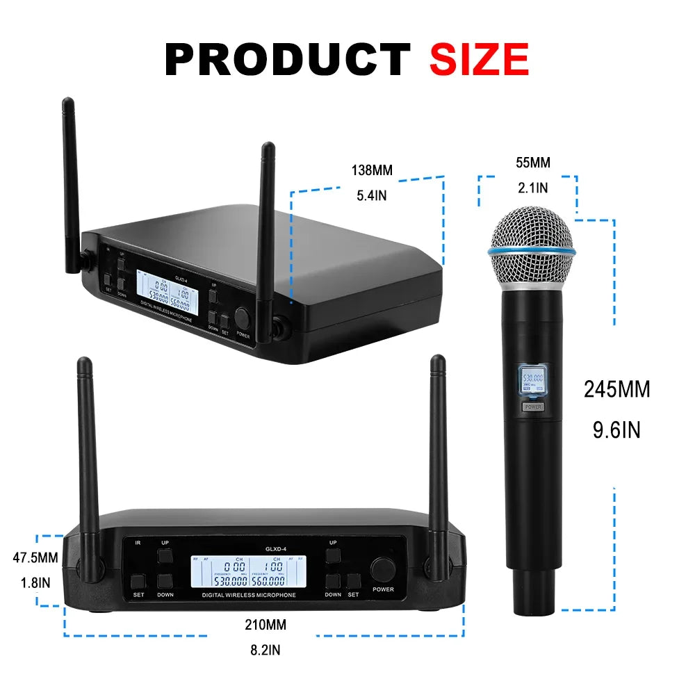 GLXD4 BETA58A Professional Wireless Microphone System w/ 2Pcs Mics GLXD4 BETA58A Microphone