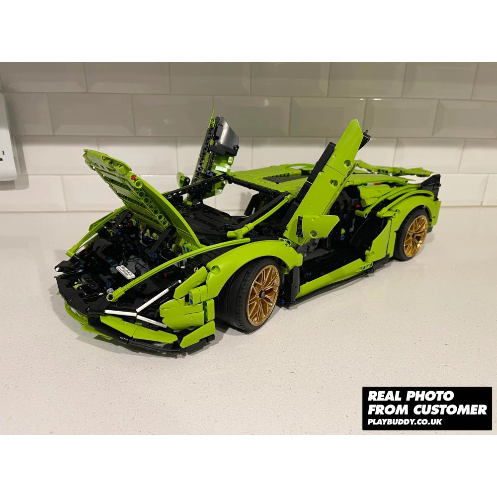 Green Lamborghini Sian FKP 37 Building Blocks 3696PCS MOC Car 42115 Model Lamborghini Sian Building Blocks
