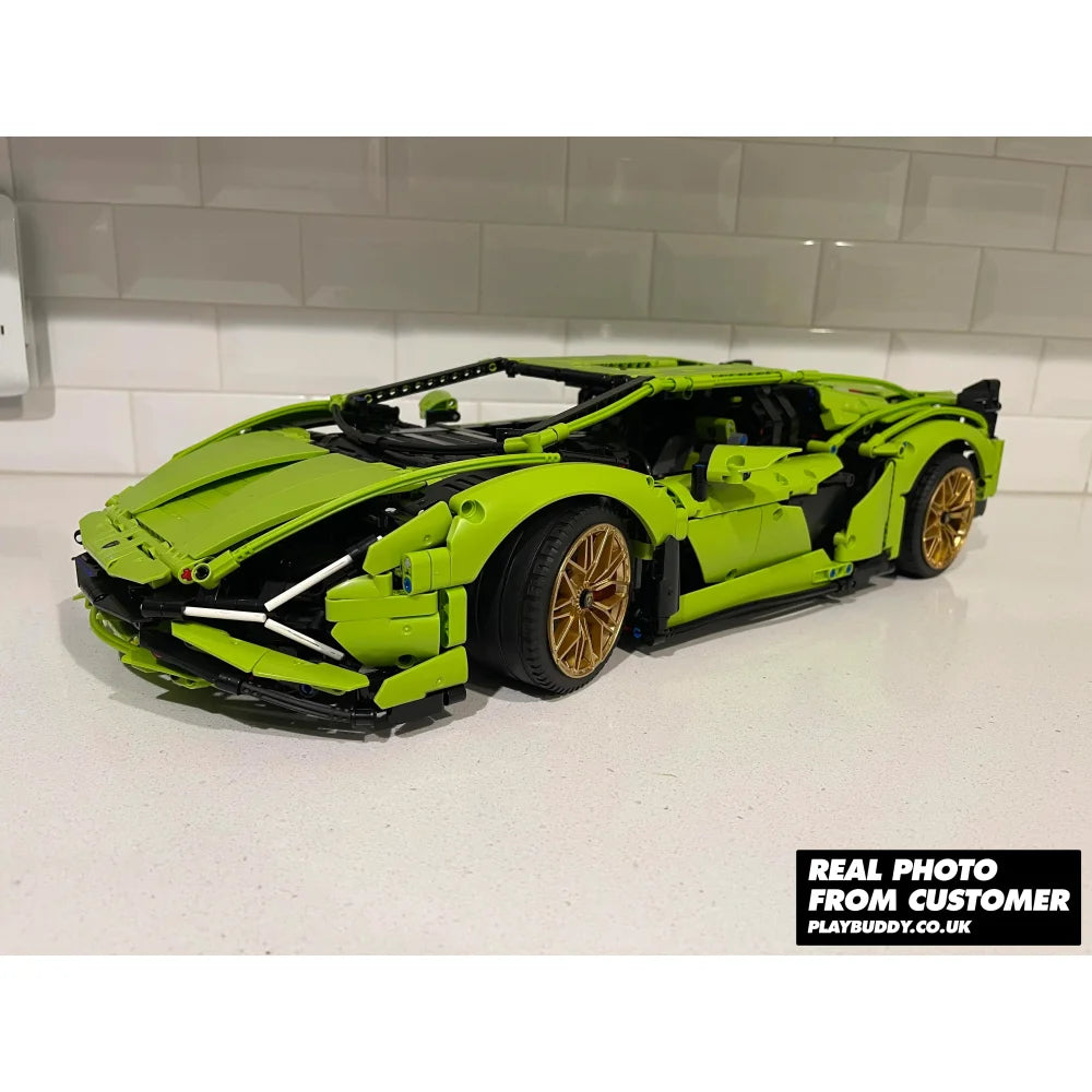 Green Lamborghini Sian FKP 37 Building Blocks 3696PCS MOC Car 42115 Model Lamborghini Sian Building Blocks