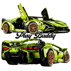 Green Lamborghini Sian FKP 37 Building Blocks 3696PCS MOC Car 42115 Model Lamborghini Sian Building Blocks