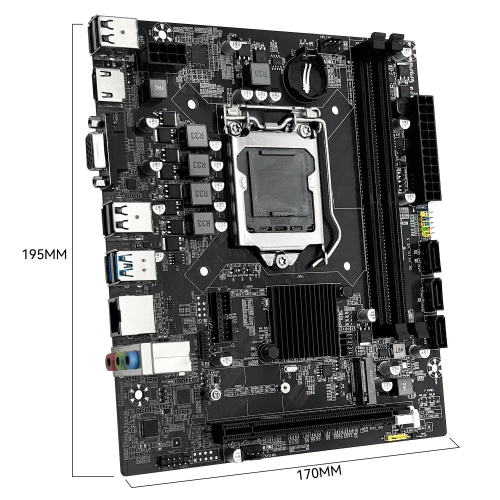 H110 Intel LGA1151 Mini-ITX Gaming Motherboard DDR4 RAM M.2 NVMe SDD VGA HDMI H110 LGA1151 Motherboard