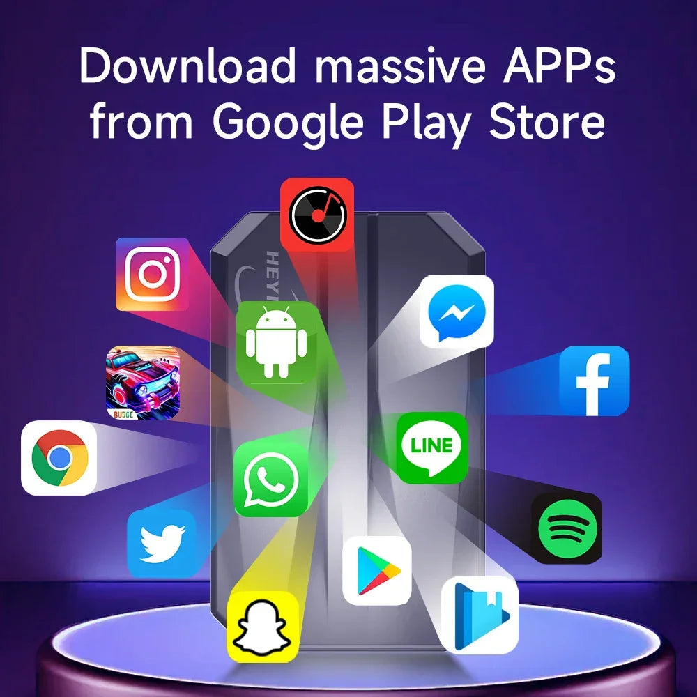 HEYINCAR CarPlay Smart AI Box Plus Wireless CarPlay & Android w/ YT Netflix IPTV HEYINCAR AI Box Apple CarPlay &