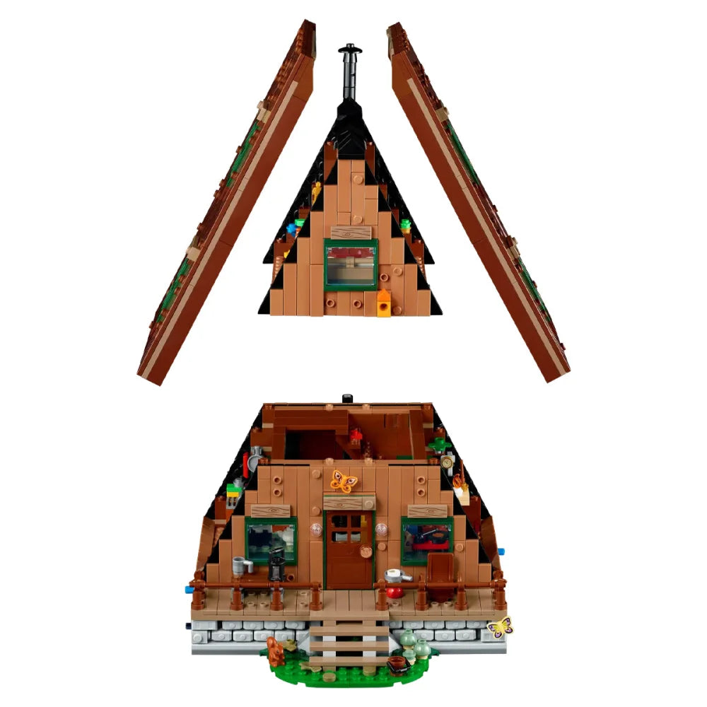 Ideas A Frame Cabin Forest House 2082PCS Building Blocks MOC Assembly Bricks A Frame Cabin Building Blocks