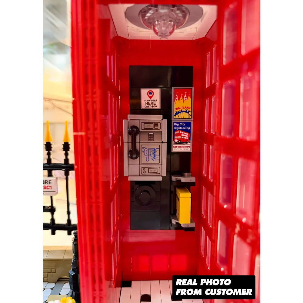 Ideas Red London Telephone Box Building Blocks Set 1460PCS Model Kit MOC Bricks London Telephone Box Building Blocks