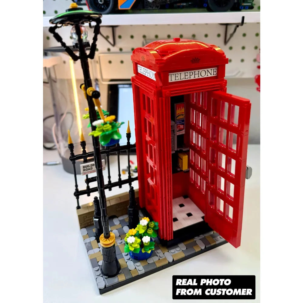 Ideas Red London Telephone Box Building Blocks Set 1460PCS Model Kit MOC Bricks London Telephone Box Building Blocks