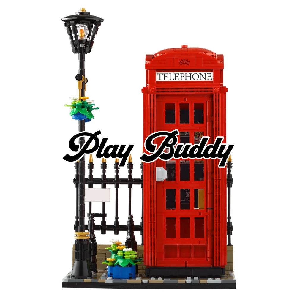 Ideas Red London Telephone Box Building Blocks Set 1460PCS Model Kit MOC Bricks London Telephone Box Building Blocks