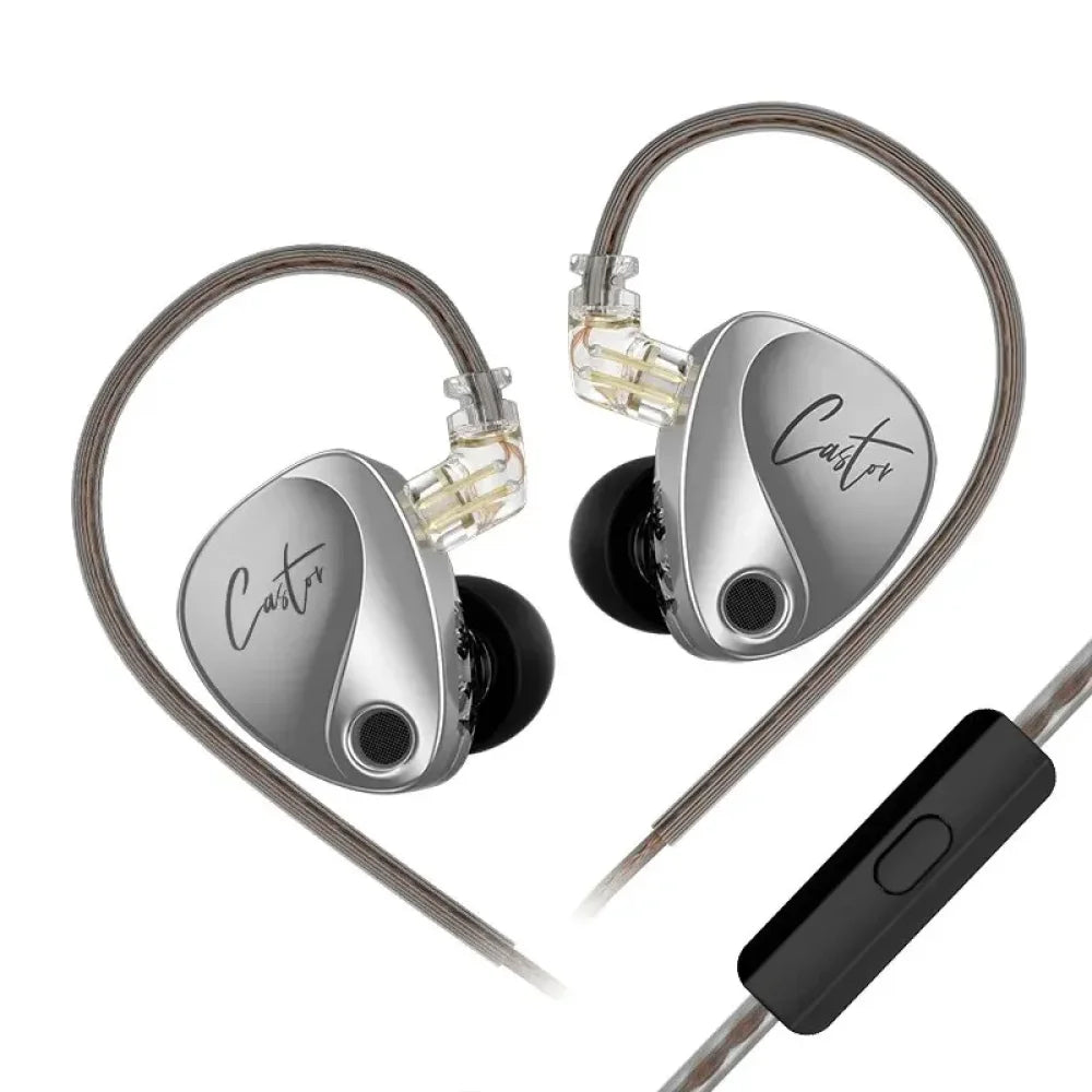 KZ Castor IEM In Ear Monitors Earphones with Dynamic Audio Tuning Improved Bass Harman - Mic Headphones