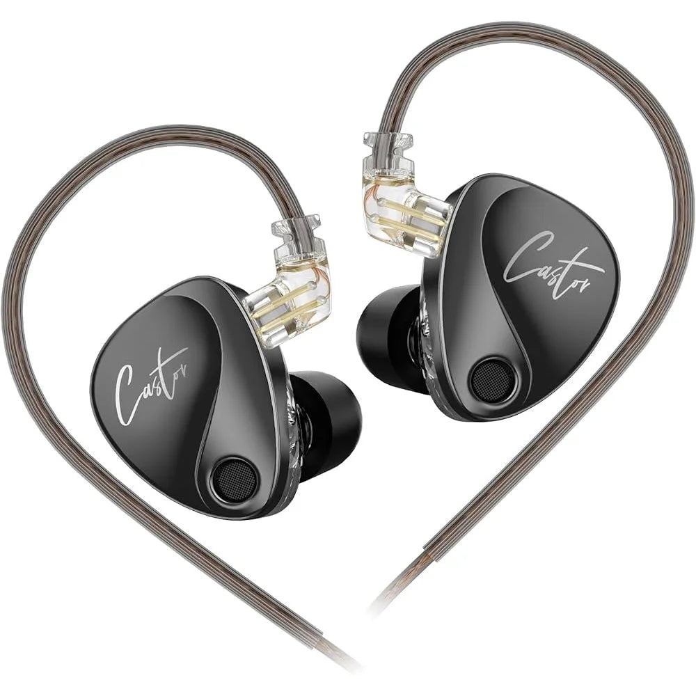 KZ Castor IEM In Ear Monitors Earphones with Dynamic Audio Tuning Improved Bass Improved Bass - No Mic Headphones