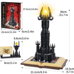 LOTR Barad Dur Black Tower Lights Up Sauron Magic Book Building Blocks 969PCS Building Blocks