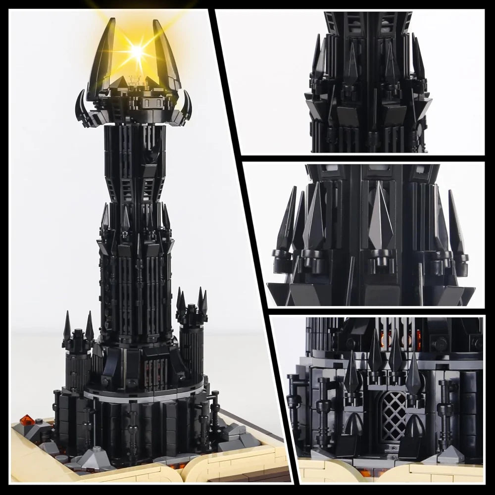 LOTR Barad Dur Black Tower Lights Up Sauron Magic Book Building Blocks 969PCS Building Blocks