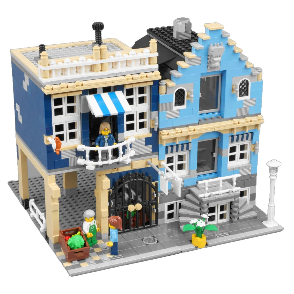 Market Street Creator Building Blocks 1250PCS w/ 3 Figures (10190) ABS Kit Market Street / 1250 Pieces Building Blocks