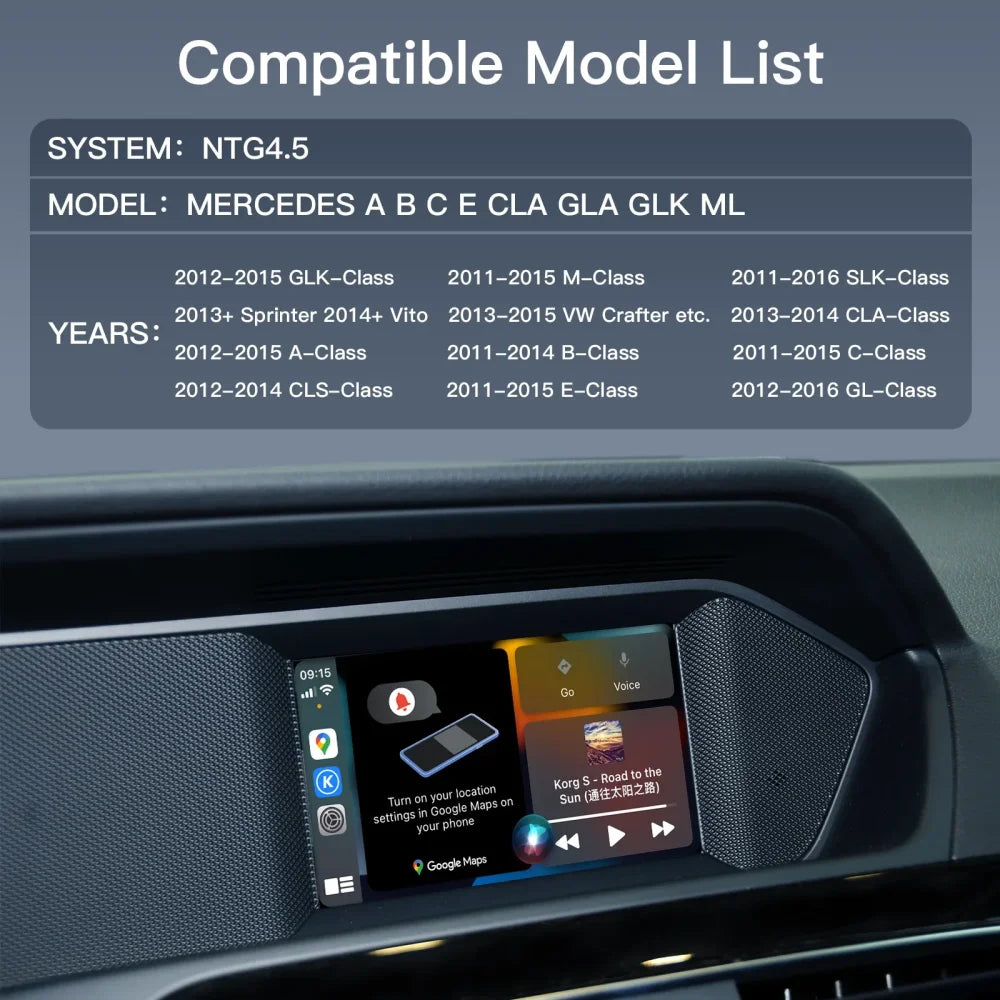 Mercedes 2011-2015 NTG4.5 Plug&Play Retrofit Wireless CarPlay & Android Auto NTG4.5 with Becker Slot Apple CarPlay &