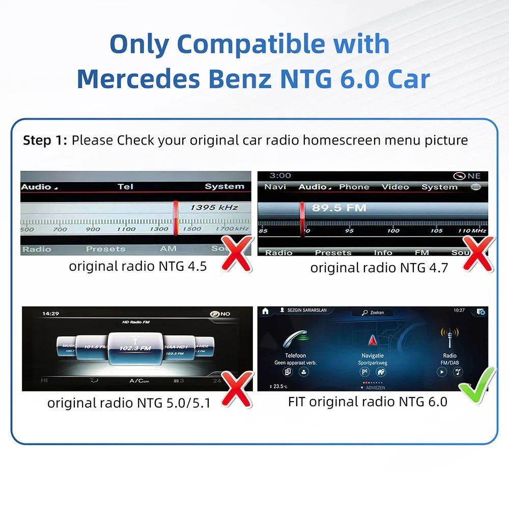 Mercedes Benz 2019+ NTG 6.0 MBUX Apple CarPlay & Android Auto Media Box NTG6.0 Apple CarPlay & Android Auto
