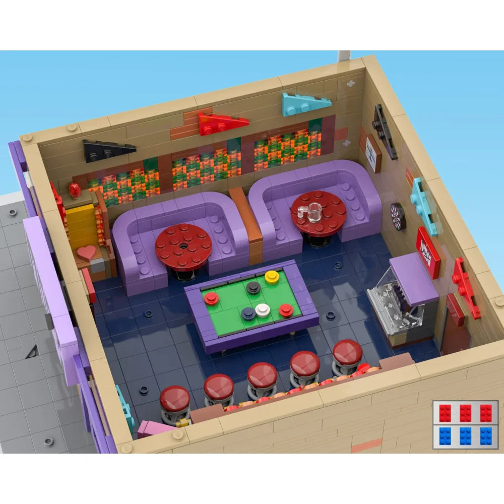 MOC The Simpsons Moe’s Tavern Building Blocks 1736PCS Creative Architecture Kit Moe’s Tavern / PDF Guide Building Blocks