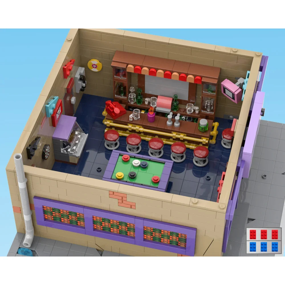 MOC The Simpsons Moe’s Tavern Building Blocks 1736PCS Creative Architecture Kit Moe’s Tavern / PDF Guide Building Blocks