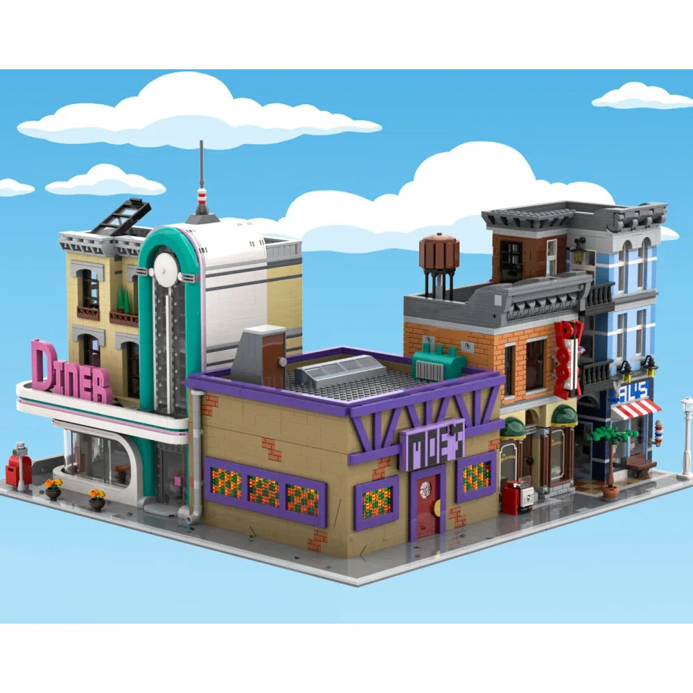 MOC The Simpsons Moe’s Tavern Building Blocks 1736PCS Creative Architecture Kit Moe’s Tavern / PDF Guide Building Blocks