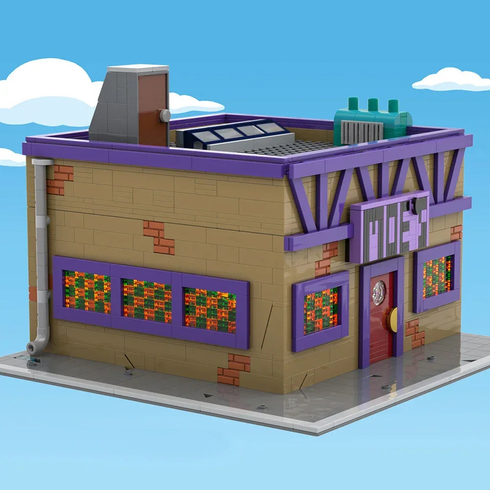 MOC The Simpsons Moe’s Tavern Building Blocks 1736PCS Creative Architecture Kit Moe’s Tavern / PDF Guide Building Blocks