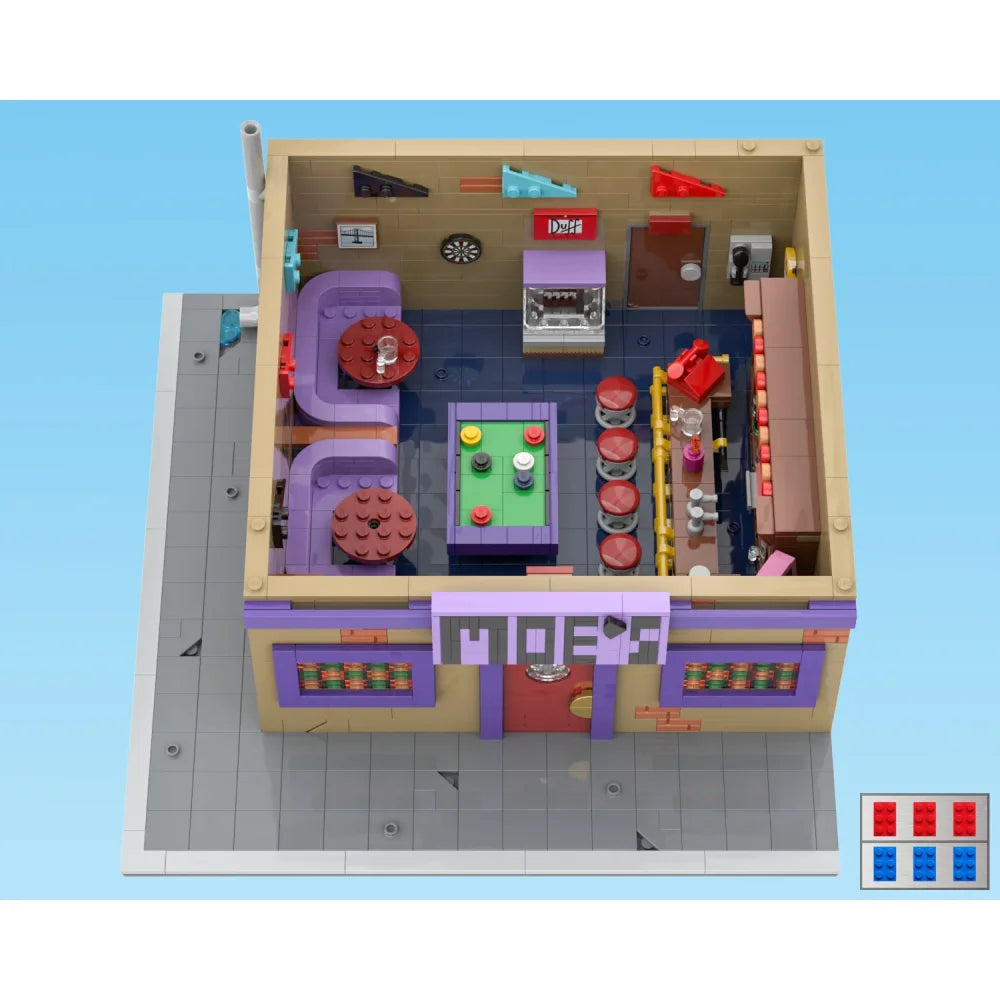 MOC The Simpsons Moe’s Tavern Building Blocks 1736PCS Creative Architecture Kit Moe’s Tavern / PDF Guide Building Blocks