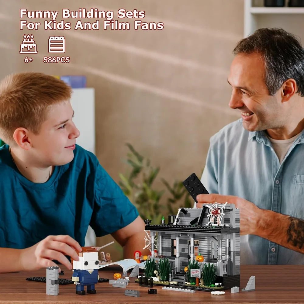 MOC Town Halloween Michael Myers with House Figure 586PCS Building Block Boxed Michael Myers with House Building Blocks