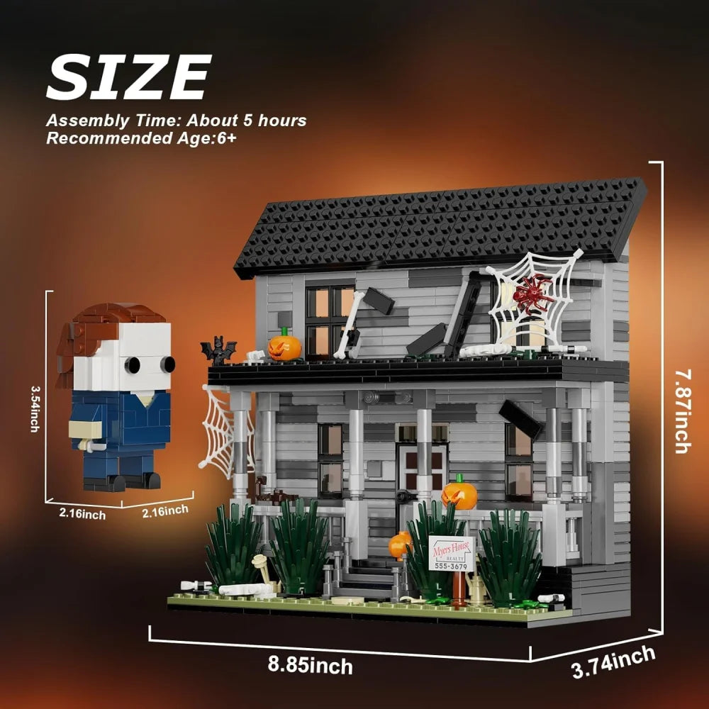 MOC Town Halloween Michael Myers with House Figure 586PCS Building Block Boxed Michael Myers with House Building Blocks