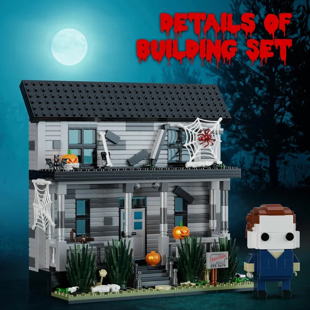 MOC Town Halloween Michael Myers with House Figure 586PCS Building Block Boxed Michael Myers with House Building Blocks
