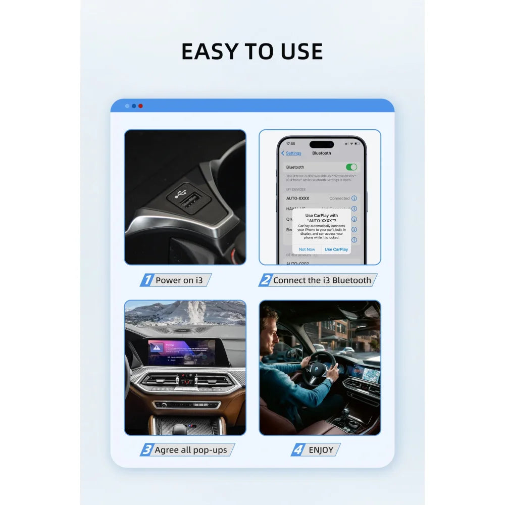 OttoAibox i3 AI Box Wireless CarPlay & Android Auto Adapter w/Netflix for BMW OttoAibox i3 for BMW Apple CarPlay &