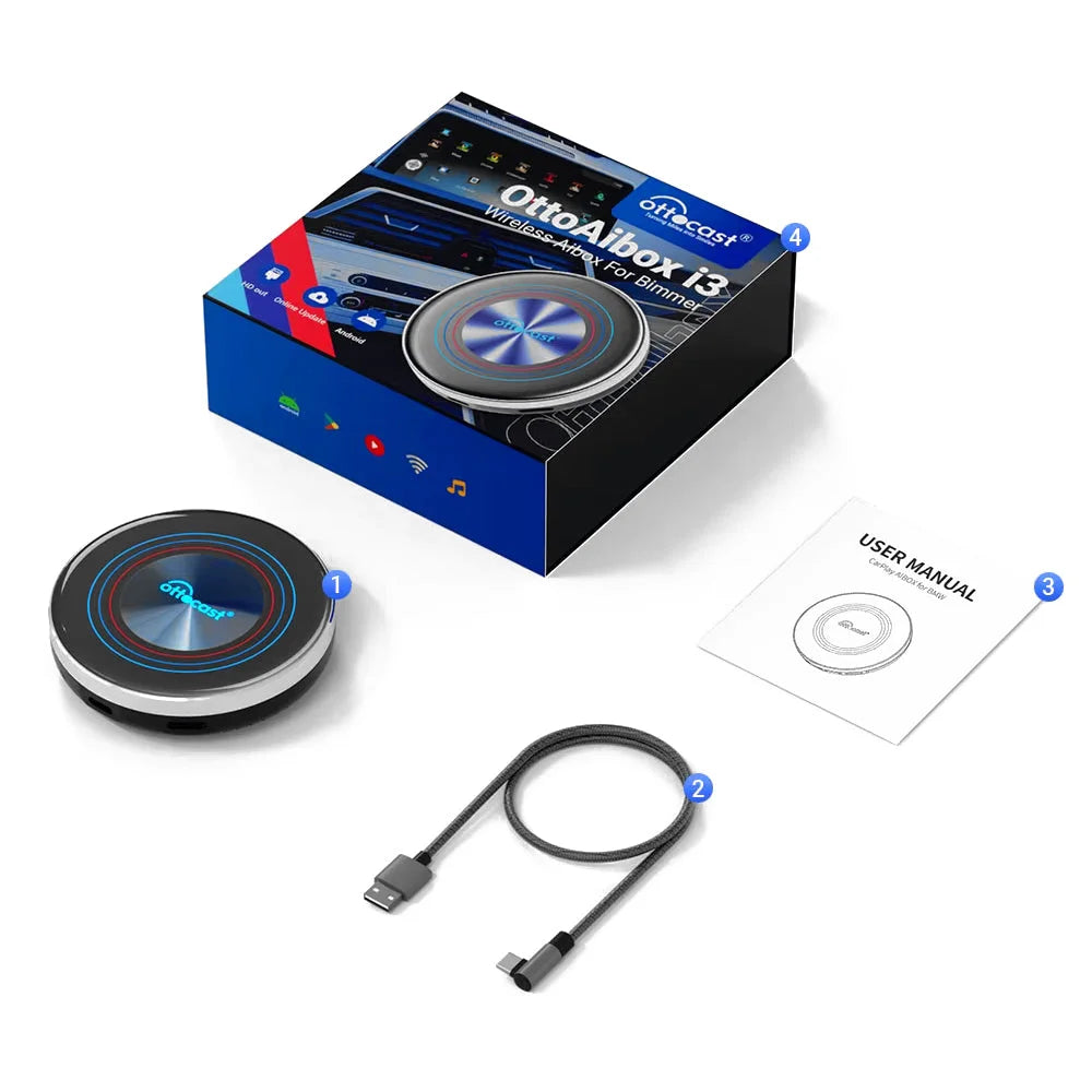 OttoAibox i3 AI Box Wireless CarPlay & Android Auto Adapter w/Netflix for BMW OttoAibox i3 for BMW Apple CarPlay &