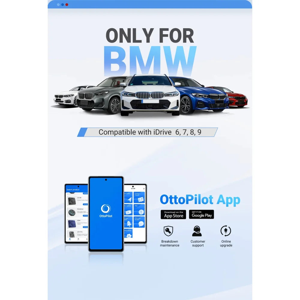 OttoAibox i3 AI Box Wireless CarPlay & Android Auto Adapter w/Netflix for BMW OttoAibox i3 for BMW Apple CarPlay &