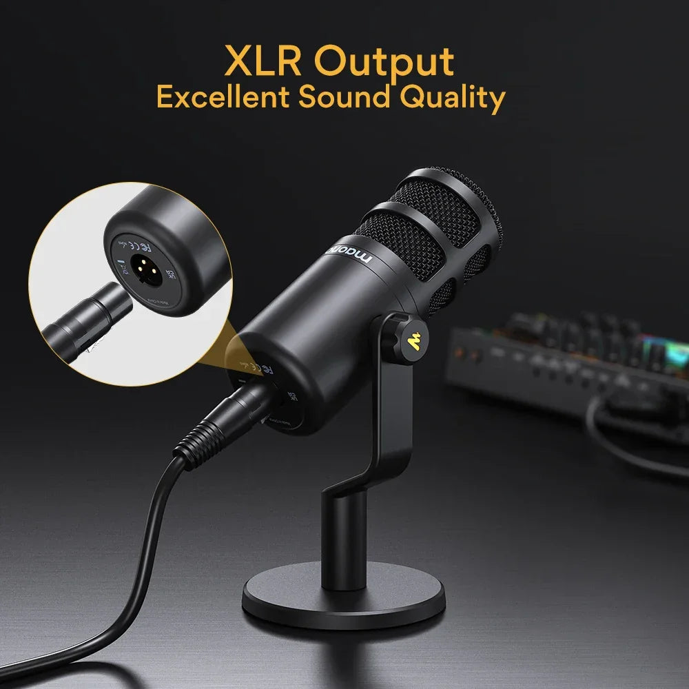PD100 XLR Podcast Microphone Cardioid Studio Dynamic Mic for Vocal Recording Black Microphone