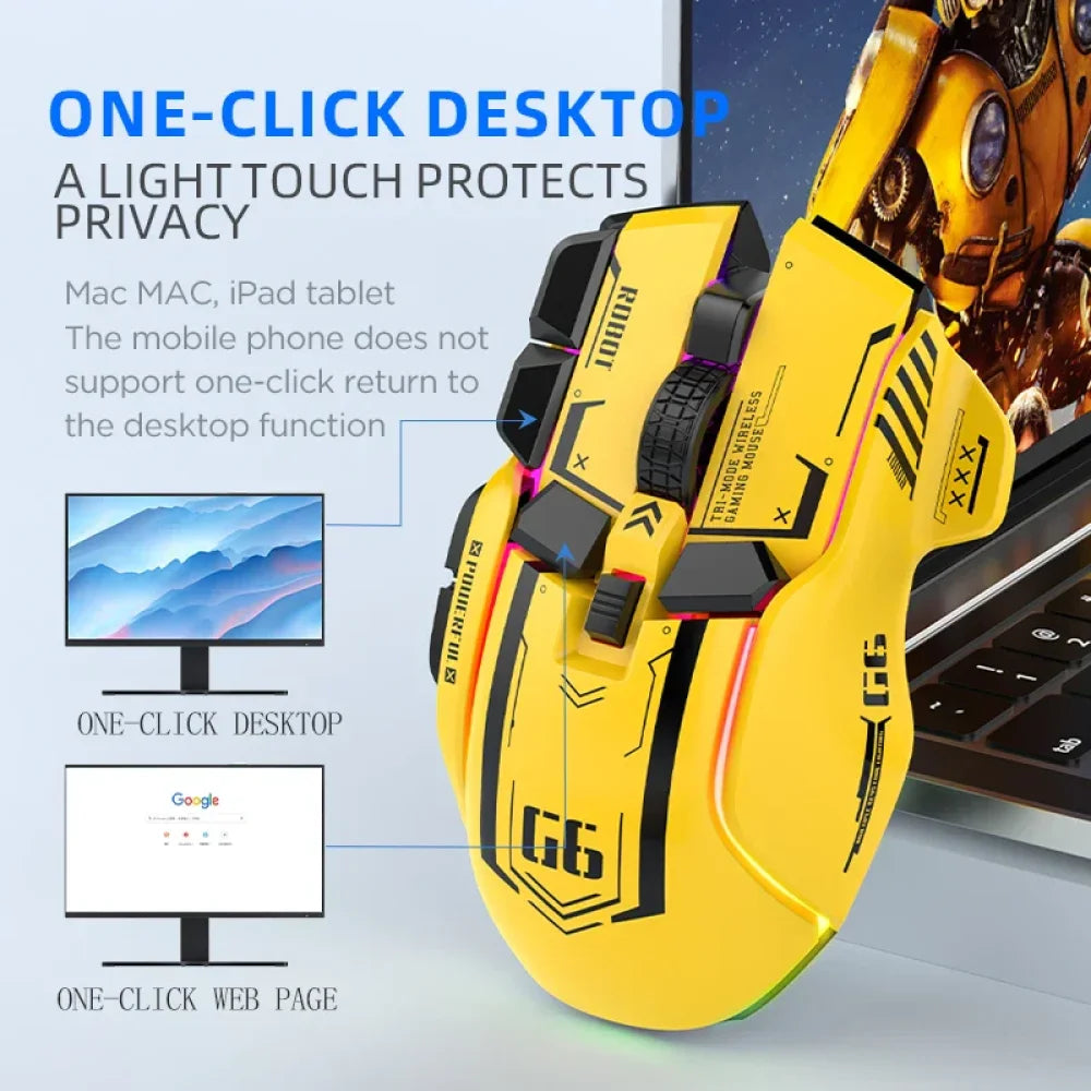 Pro Wired Wireless Tri Mode RGB Transformers Gaming Mouse Mice Gift for PC/MAC Mouse