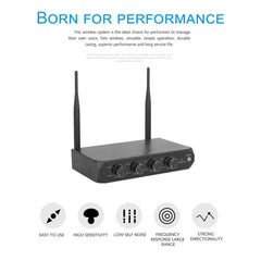 Professional 4 Channel UHF Wireless 4 Microphone Mic System Cordless Handheld UK Black Microphone