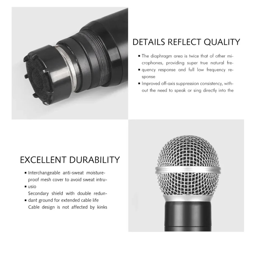 Professional 4 Channel UHF Wireless 4 Microphone Mic System Cordless Handheld UK Black Microphone