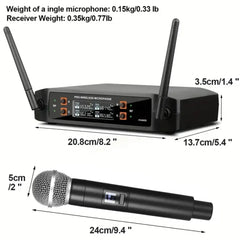 Professional 4 Channel UHF Wireless 4 Microphone Mic System Cordless Handheld UK Black Microphone