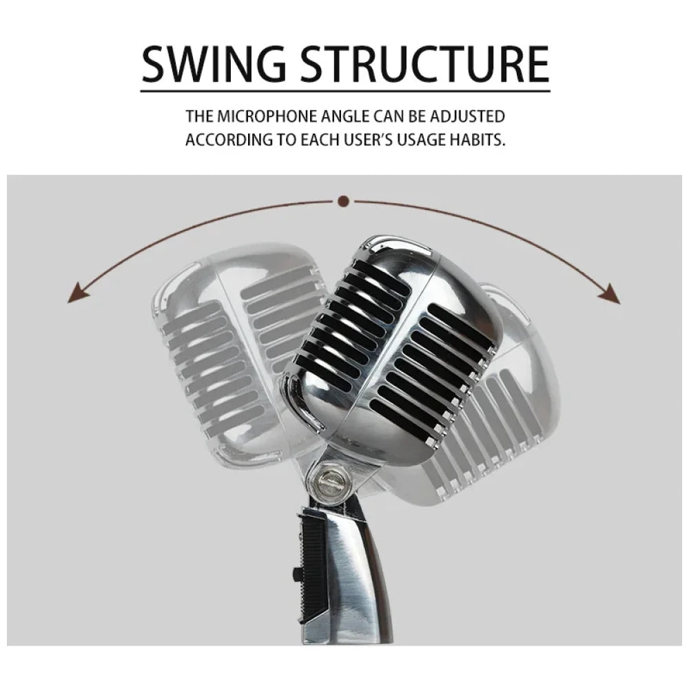 Professional Dynamic Vintage Classic Mic Old Retro Style Metal Grill Microphone Silver Microphone